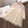 Mädchen Kleider Menoea Baby Mädchen Nettes Kostüm Herbst Kinder Mesh Baumwolle mit Langen Puffärmeln Prinzessin Winter für 221107