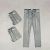 Мужские длинные промытые джинсы Hign качественный дизайнер Blue Jean High Street брюки Demin штаны