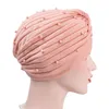 Feanie/crânio Caps Muslim Womens contas de algodão chapéu de turbante cancer quimioterapia quimiot tap hijab headwearwrap acessórios para cabelos banhados1