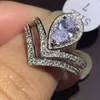 Joyería de lujo única Choucong Real 925 Plata de ley Anillo de múltiples estilos Topacio blanco CZ Diamante Piedras preciosas Mujeres Anillo de boda para amantes