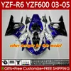 OEM Fairings For YAMAHA YZF-R6 YZF R 6 600 CC YZF600 YZFR6 03 04 05 Body 95No.22 YZF R6 600CC 2003 2004 2005 Cowling YZF-600 03-05 Motorcycle Bodywork Kit blue white blk