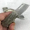 Grasshopper Damascus Kasza Kieszonkowe Damaszek Stalowy Brass Rzeźbiony Uchwyt, Odkryty Survival Boutique Kieszonkowy Nóż