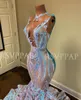 Nova chegada longa vestido de baile 2020 Sparkly glitter sequin sexy ver através de top menina africana sereia vestidos de baile 2020