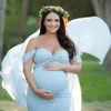 Lonsant Annelik Elbise Kadın Fotoğraf Sahne Kapalı Omuz Kolsuz Annelik Katı Hamile Bayan Giysileri Bırak Gemi Yeni 2020 LJ201123