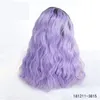 Full syntetisk spets fram peruk simulering mänskligt hår lacefront peruker 14 ~ 26 inches svart lila ombre färg 181211-3815