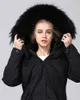 CLassic black raccoon fur trim Mukla furs brand black rex rabbit fur lining black long women parkas snow jackets