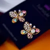Crystal Simulated Pearl Butterfly Stud Hollow Cubic Zirconia Rhinestone For Women Earring Jewelry Accessory