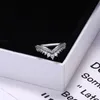 クリアCZダイヤモンドプリンセスウィッシュリングセットオリジナルボックス用Pandora 925スターリングシルバーCZリング女性ガールズウェディングクラウンリング