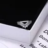 Klar CZ Diamond Princess Wish Ring Set Original Box för Pandora 925 Sterling Silver CZ Ringar Kvinnor Flickor Bröllopskronringar