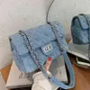 Alışveriş Çantaları Lüks Çanta Kadın Tasarımcısı Crossbody 2020 Moda Zincir Omuz Çantası Kadın Denim Messenger 6534 220304