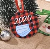 2020 Ornamenti natalizi in ceramica Ciondolo rotondo per albero di Natale da 3 pollici Babbo Natale che indossa una maschera Decorazioni natalizie SN4826