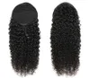 Mogolian Afro Kinky Curly Cordón Ponytail Extensiones de cabello humano elegante 4C Remy Long Kinky Straight Clip en cola de caballo negro marrón 140 g afroamericano 22 pulgadas