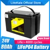 LiitoKala 24V 70Ah 80Ah LiFePO4 battery pack for motorcycle solar system ebike power wheelchair electric scooters RV Campers Golf Cart Off-Road Off-grid Solar Wind