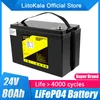 Liitokala LifePo4 24V 80AH 70AH Batteripaket med 100A BMS för motorcykel Solsystem Ebike Power Wheelchair Electric Scooters