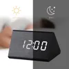 LED Digital Clock Wooden Alarm Clock Table Sound Control Electronic Clocks Desktop USB/AAA Powered Desperadoes Home Table Decor LJ200827