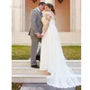 Illusion Long Sleeve Wedding Dresses Full Lace Chiffon V-neck Plus Size Bohemian Beach Country Bridal Gowns Vestido noiva