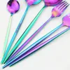 4/ 6 Flatware 18/10 Stainless Steel Tableware Gold Knife Fork Spoon Dinner Kitchen Cutlery set Home Accessories 201019