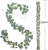 Konstgjorda eukalyptusblommor pil lämnar Garland Vine Wedding Decorative Flower Greyery Home Decor Outdoor Party Table Wall GR7311090