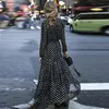 Bohemian Style Women's Sexy Vintage Maxi Polka Dot V-Neck Wrap Dress Elegant Evening Party High Waist Dresses Y200326199w