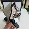 Hot Sale-Hot Sale kvinnliga tofflor Office Lady Pumps Fashion High Heel Women Sandals Summer äkta läder bakre band Sandaler klänningskor SI