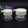 30g 50g kosmetisk burk tomma akrylkrämburkar med sked, krämburk, provflaskor, vit kosmetisk behållare F3979