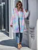 Frauen Winter Regenbogen Tie Dye Teddy Mäntel und Jacken Streetwear Polar Fleece Plüsch Übergroßen