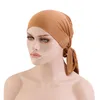 Müslüman Önceden Bağlı Türban Şapka Kadın Streç Bandanalar Uzun Kuyruk Cap Headwrap Kanseri Kemik Beanies Kalıcı Şapka Saç Aksesuarları