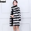 Nerazzurri hiver Chinchilla manteau de fourrure femmes mode piste à manches longues luxe épaissir grande taille fausse fourrure veste 5xl 6xl 201110