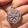 New Arrival Cool Flower Wisiorek Luksusowa Biżuteria 925 Silver Fill Full Pave AAA Cubic Cyrkonia Micro CZ Lucky Naszyjnik dla kobiet Q0531