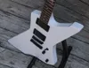 Nieuwe Snake Byte James Hetfield Signature White Explorer Elektrische Gitaar Palissander Fretboard, 9V Batterijvak, Kopieer EMG Pickups, Black Hardware