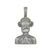 Iced Out Pendant Luxury Designer Jewelry Hip Hop Diamond Monkey Pendants med 24 -tums rostfritt stål repkedja för män kvinnor fash257c