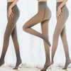 Strumpor Hosiery Women Winter Warm Fake Transluctent Pantyhose Tjocken Faux Fleece Fodrad Seamless Strumpor Slimming Legs Opaque Footed