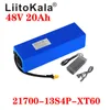 Bateria de lítio Liitokala 21700 48V 20AH XT60 XT90 T Plug 5000mAh 13S4P 500W Scooter Bicke Battery com carregador