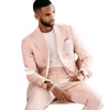 Handsome Light Pink Mens Suits Wedding Tuxedos Peaked Lapel Slim Fit Costume Homme Groom Formal Wear Suit Terno Masculino Prom Groom Custom Made 2 Pieces Blazer