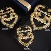 70/90mm Custom Earrings Love shape Hiphop Bamboo Hoop Earrings Customizable Heart Customize Name for Women Girls1