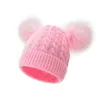 Barn baby varm hatt barn kattens öron pompon bollar stickade kepsar beanie skullies för pojkar tjejer vinter hatt td467