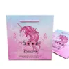 Dessin animé licorne école sac à main emballage cadeau bébé douche fête enfants faveurs papier anniversaire décoration