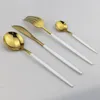 4/ 6 Flatware 18/10 Stainless Steel Tableware Gold Knife Fork Spoon Dinner Kitchen Cutlery set Home Accessories 201019