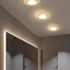 Moderna LED -taklampor för kökskorridor balkong entré Cristal Round Golden Lamp för hem D20cm ljuskrona