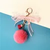 Ny julbåge Key Chain Lovely Bow Bag Pendant Cartoon Plush Key Chain Ring Car Gift Hanging Ornament 10style T2C5304