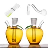 Wholesale Cute apple Shape smoking water bong pipe Colorful 10mm female mini cute glass dab rig bong with oil burner bowl and silicone hose straw