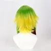 Vocaloid Gumi Megpoid Wig cosplay Golden Green Ombre Short Layered Fluffy Synthetic Hair Wigs For Party Hair cap