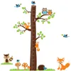 Animali del fumetto Scoiattolo Scala di altezza Albero Misura di altezza Adesivo da parete per camere dei bambini Grafico di crescita Nursery Room Decor Wall Art 201130