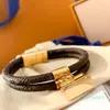 Tasarımcı Snap BraceTe Desen Moda Takı Kadın Deri Unisex Çift Bilezikler