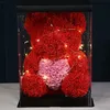 Valentine Day Led Bear Bear Foam Flower Party Decoration Lovely Teddy Clear Box Packing Light Luminous Heart Girlfriend Urodziny Ślubne 25cm Darmowe DHL HH21-873