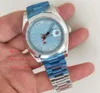 Topselling Высокое качество 41mm Ice Blue Dial Sapphire Glass Auto Date Asia 2813 Движение Автоматическая нержавеющая сталь Мужские часы