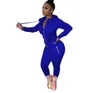 Dropshipping Womens Clothing 2 Piece Set Casual Stand Collar Långärmad Kvinnor Två Piece Outfits Solid Color Women Tracksuits