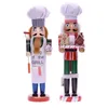 MyBlue 35cm Europe Vintage Chef Staty Nötknäppare Skulptur Figur Christmas Dock Ornaments Hem Room Decoration Tillbehör Y201020