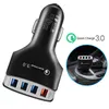 Carregador de carro Quick Charge QC 3.0 4 Portas Adaptador de Telefone Móvel USB para Samsung Xiaomi Huawei Iphone Rápido Carregamento Preto Branco