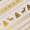 1 Sayfa 3D Tırnak Sticker Noel Bronzlaşan Kar Tanesi Altın Gümüş Nail Art Etiketler için Kar Tanesi DIY Nail Art Dekorasyon Çıkartmaları